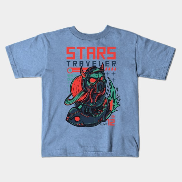 Stars Traveller Kids T-Shirt by badsyxn